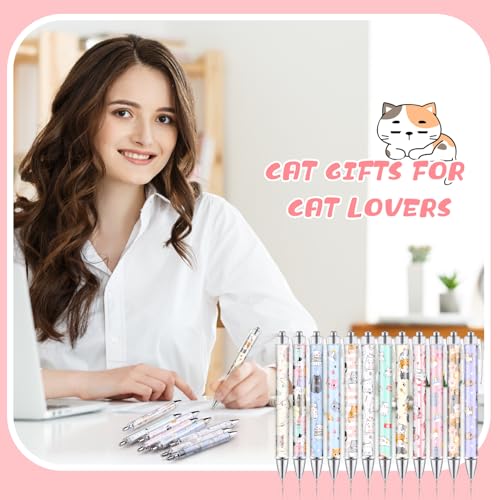 Dispowreath 12 Pcs Cat Pens Christmas Kawaii Cartoon Retractable Gifts - style: Cat