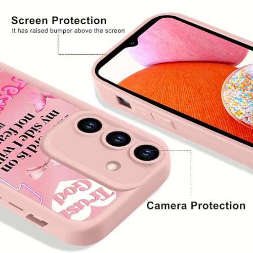 2 Pack Pink Bow Flower Christian Quote Phone Case for Samsung Galaxy A14 5G 6.6", Aesthetics Girly Jesus Bible Verse Florals Design Cases Soft TPU Shockproof Protective Cover for Girls Women - color: Bow Flower, size: for Samsung Galaxy A14 5G