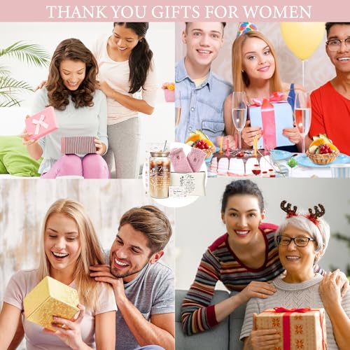 DHQH Birthday Gifts for Mom, Mothers Day Gifts from Daughter Son, 16oz Mom Ice Coffee Glass Cup with Makeup Bag, Christmas Gift Ideas for Mommy Mama Friends - style: mom thank you