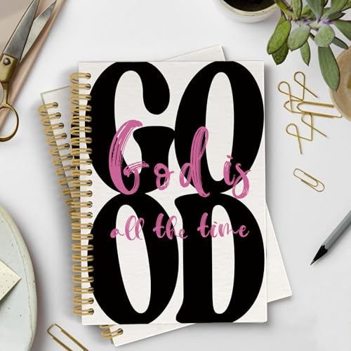 YLZlhb Christian Spiral Notebook Journal, Bible Verse God Is Good All the Time Notebooks for Note Taking, Christian Gifts for Women, Preppy Religious Hardcover Spiral Journal 5.5x8.3 Inches - color: god