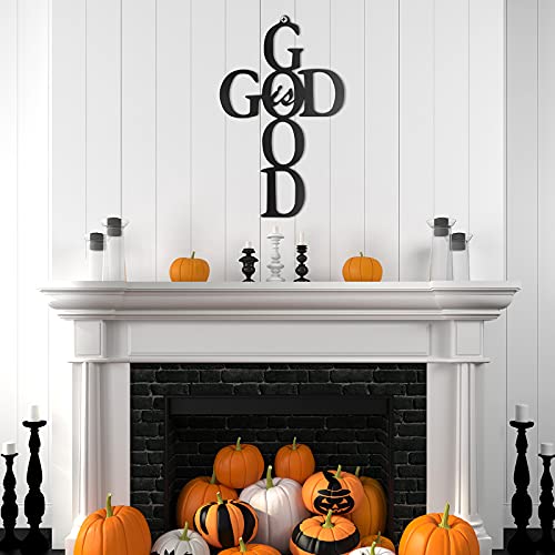 God is Good Black Cross Metal Wall Art Hanging Sign Nice Religious Decor Present for Home Wall Decoration in Family Office (Metal, 9.84 x 15.75 Inch) - size: 9.84 x 15.75 Inch