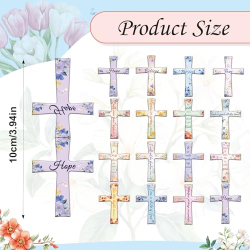 Wxiben Cross Magnetic Bookmarks Gifts - 32 Pcs Christian Floral Magnet Book Page Markers Bible Verse Religious Bookmark Clips for Women Men Book Lovers Reader Office Supplies - style: Bible Cross