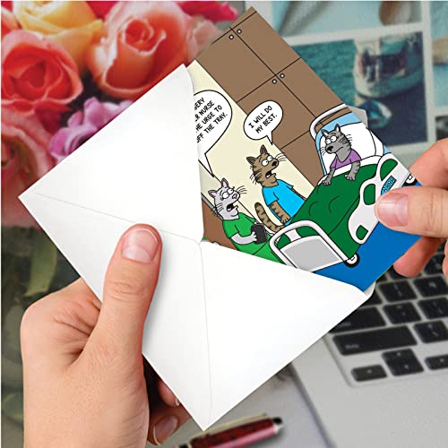 NobleWorks Hilarious Get Well Greeting Card with 5 x 7 Inch Envelope (1 Card) Surgery Cats C10268GWG - style: Surgery Cats