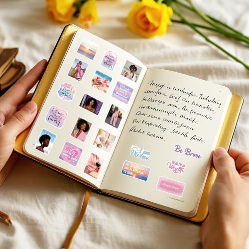 Vision Board Stickers, 50 Pcs Black Girl Die-Cut Aesthetic Decals - color: Black Girl Pink