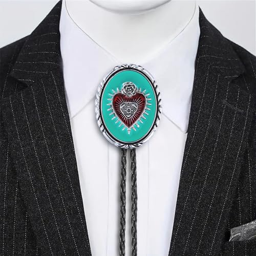 GelConnie Bolo Tie for Women Heart Cowboy Necktie Flower Gothic Mens Bolo Ties Bolero Necklace Red Western Ties for Men - color: Blue Heart Bolo Tie