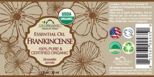US Organic 100% Pure Frankincense Essential Oil, USDA Certified Organic, Steam Distilled, Boswellia serrata, Origin_India, Use Topically or in Diffuser (30 ml, Value 2Pack) - size: 1 Fl Oz (Pack of 2)