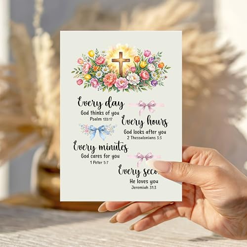 Every Day God Thinks of You Christian Encouragement Card Inspirational Faith Cards Uplifting Message Motivational Gift for Friend Daughter Son Wife Husband Girlfriend Boyfriend Coworker Prayer Partner - color: Every Day Every Hour Every Minutes