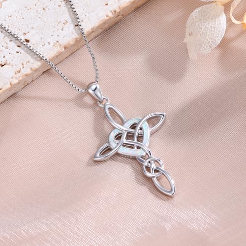 925 Sterling Silver Cross Necklace for Women Religious Jewelry Christian Gifts for Mom Wife Her - color: White-17