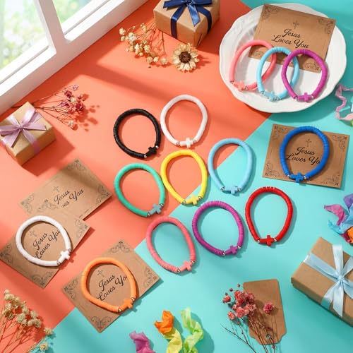 Landical 30 Set Cross Bracelets for Kids Girls Teens Women - color: Rainbow