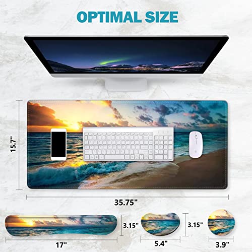ToLuLu Mouse Pad, Memory Foam Ergonomic Keyboard Mouse Wrist Rest Support - color: Sunset Sea Beach