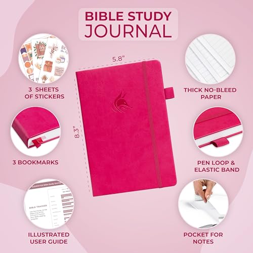 Clever Fox Bible Study Journal, Guide, Supplies for Women A5 Fuchsia - color: Fuchsia, size: A5 (5.8'' x 8.3'')