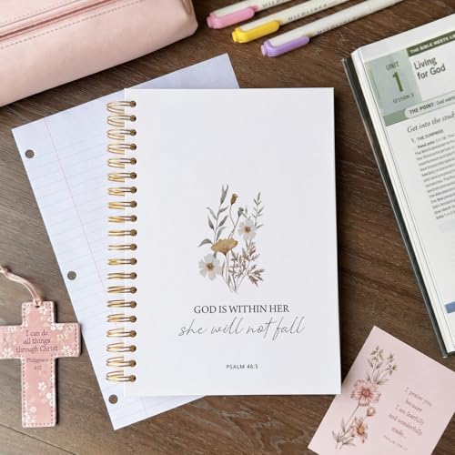Christian Bible Study Prayer Journal for Women Notebook, 5.5x8.3 Inch - color: flower