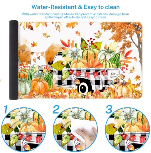 Britimes Large Mouse Pad, Mouse Pad, 31.5 x 15.7 Inch, Fall Buffalo Plaid - color: Autumn Pumpkin Truck