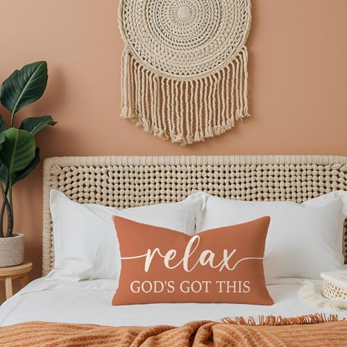 Rust Orange Fall Pillow Covers 12x20 Inch Set of 2, Christian Decor - color: Rust Orange