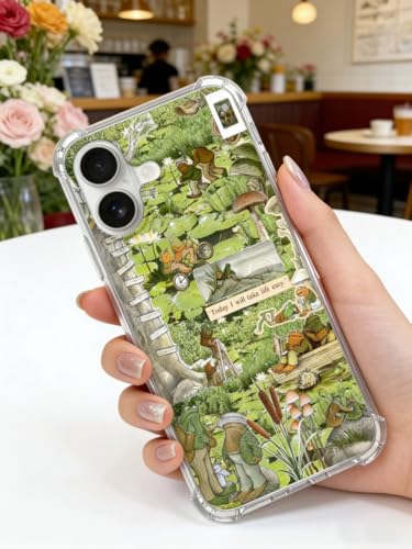 Hippie Toads Frogs Phone Case Compatible with iPhone 16, Green Aesthetic Phone Cover for iPhone 16, TPU Bumper Phone Case - color: Hippie Toads