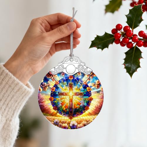 Boho Mandala Cross Ornament, Christian Christmas Ornament, Religious Christmas Decor, Christian Home Decor, Gifts for Christians, Religious Gifts, Spiritual Gift, Easter & Xmas Gift - color: Cross Pattern E