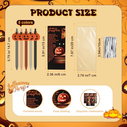 Sayglossy 30 Sets Christian Halloween Favors Pumpkin Pens Bookmark Decor