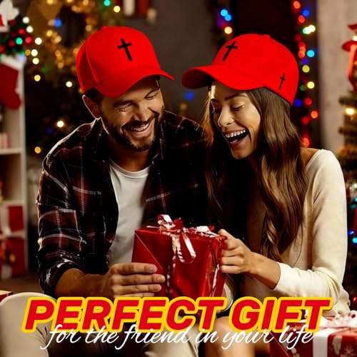 3D Embroidered Christian Hat for Men & Women, Jesus Faith Cross Hat, Religious Gifts for Christians Clothes - color: Cross-red