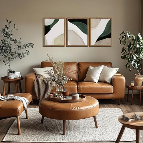 Wood Framed Green Abstract Wall Art, Modern Abstract Canvas Wall Decor Paintings, Contemporary Minimalist Neutral Artwork Posters Prints Pictures for Living Room Bedroom Office Home Decor 16x24 Inch - color: Yellow and Green Abstract Art, size: 24L" x 16W