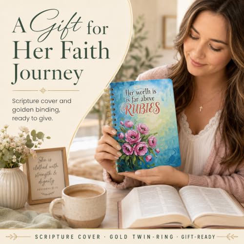 Hardcover Blank Spiral Christian Notebook – 140 Quality Pages - color: Rubies