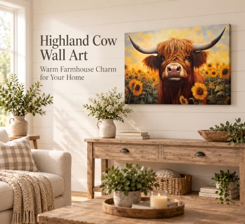 SXHANJXT Highland Cattle Canvas Wall Art 16x24in - color: Cow-Canvas, size: 24"L x 16"W
