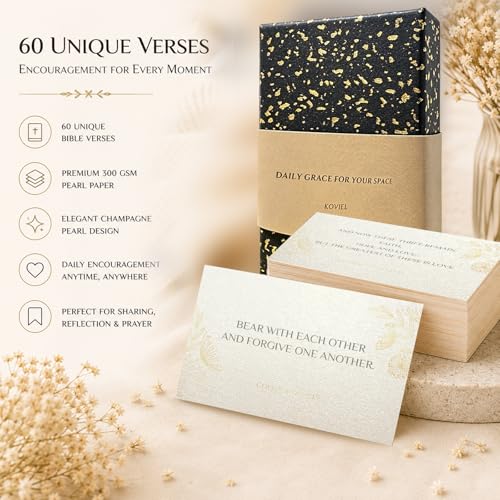 60 Bible Verse Cards with Wooden Stand for Women - Encouragement & Affirmation Scripture Cards - Mini Inspirational Prayer Cards Christian Gifts - Uplifting Verses for Desk Decor (2.15x3.35) - color: CHAMPAGNE