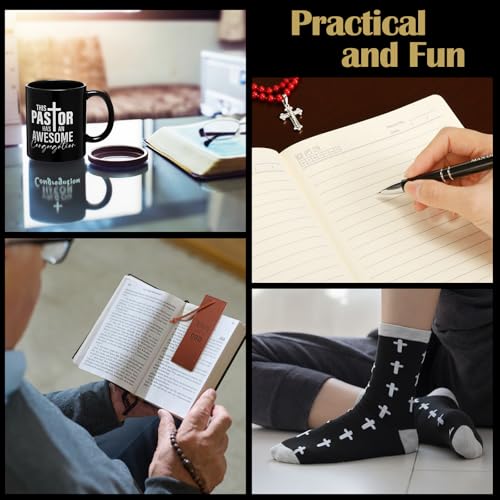 7 Pcs Pastor Appreciation Gifts for Men, Brown and Black - color: Brown and Black