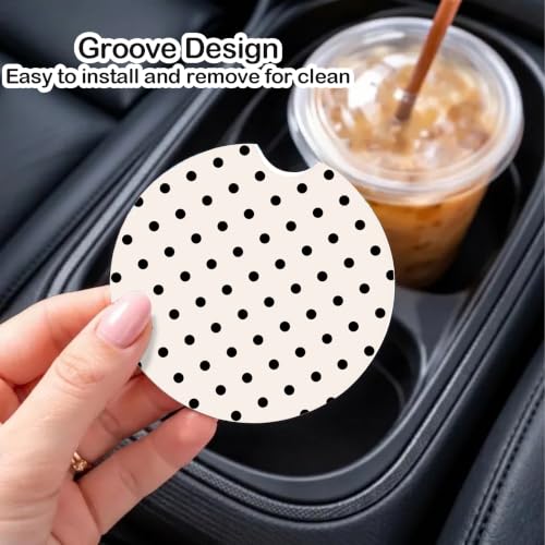 Car Coasters for Cup Holders, 2 Pack Absorbent Ceramic Cup Holder Coasters for Car, Car Cup Coasters with Stylish Design, Cute Car Accessories for Women Interior, Universal Fit (Biscuit Beige) - color: Biscuit Beige