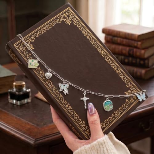 Butterfly Bible Charm Chain - Cute Floral Christian Cross Accessories Gift Scripture Faith Inspirational Silver Metal Bookmark Jewelry Religious Decor Supplies for Study Reading Women Girl - color: Butterfly Floral
