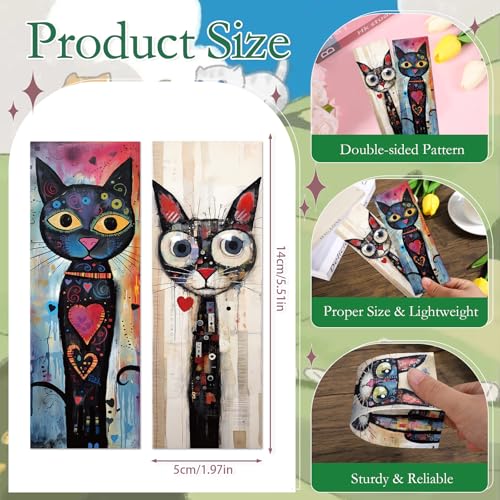 Funny Cat Bookmarks Gifts - 100 Pcs Black Cats Bookmark Paper Cartoon Pet Book Marks Page Marker Clip Favors for Women Men Office Students Bookish Teacher Book Lovers Reading Party Favor - color: Funny Cat