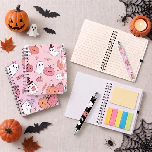 Halloween Notebooks with Pens Bulk, 24 Sets, 5.5 x 4.7 Inch, Pink - color: Pink Macaron Halloween