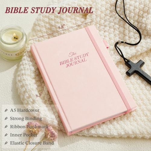 JUBTIC Bible study guide, Sermon & Scripture Journal for Women Pink,A5 - color: Pink