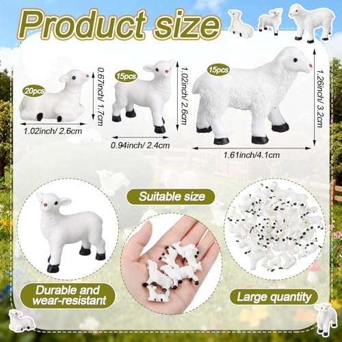 Soulchen 50 Pcs Mini Sheep Figurines Bulk, Miniature Lamb Resin for Garden - style: Lamb