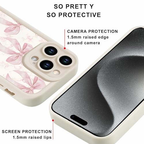 Aesthetic Blue Flower Bow Phone Case for iPhone 16 Pro 6,3", Cute Floral Girly Ribbon Bowknot Pattern Soft TPU Shockproof Cell Phone case for Women Girls Man,Beige - color: Beige, size: for iPhone 16 Pro