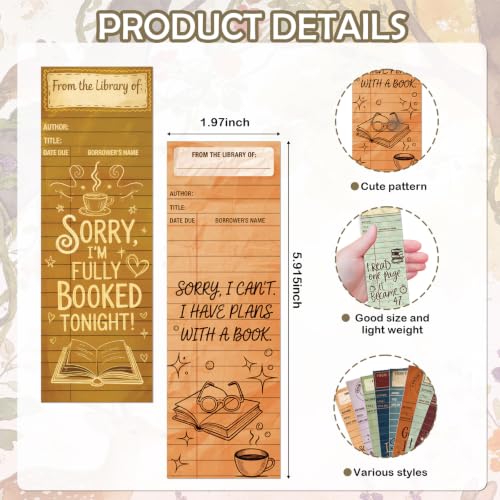 100 Pcs Vintage Library Paper Bookmarks, Funny Bookish Bookmarks Bulk, Retro Academia Aesthetic Book Tracker for Book Lovers, Reading, Journaling, Gifting - color: Library B