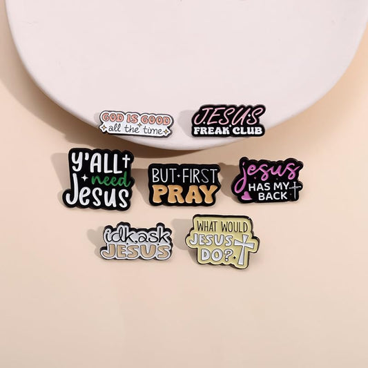Jesus Has My Back Enamel Pin Pink Words Christian Badge Brooch For Backpacks Coats Hats Accessories