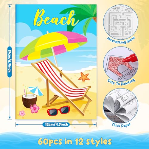 BenLouis 60Pcs Summer Mini Coloring Books Bulk for Kids Party Favors - style: Summer