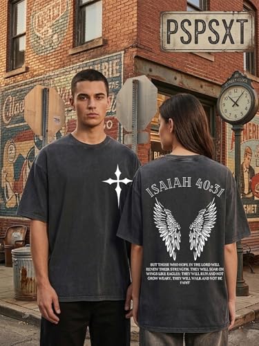 Y2K Streetwear Christian Graphic Tee, Isaiah 40:31 Bible Verse Shirt - size: Small