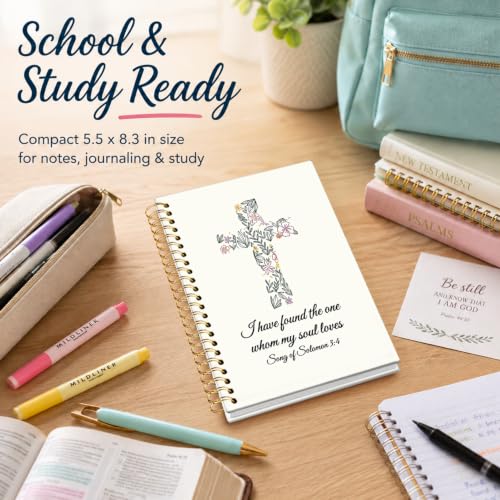 Floral Christian Cross Notebook, Christian Gifts for Women - color: Minimalist Floral Cross Christian Notebook