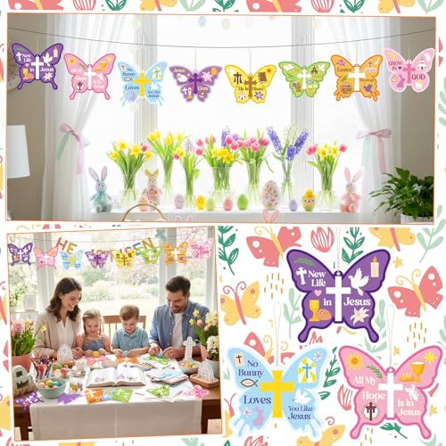 Frienda 48 Set Spring Butterfly Crafts Kit for Kids Christian Religious Butterfly Paper Craft with Stickers Sunday School DIY Kits Make Your Own Decor for Church Party VBS Classroom Activity - style: Butterfly