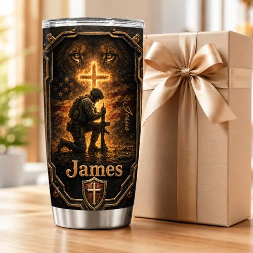 Personalized Christian Gifts For Men - A Child Of God Warrior Faith Bible Tumbler V20 - Man Of Faith Christ Religious For Dad, Husband, Grandpa on Fathers Day, Christmas, Birthday - color: CH-VAR-20