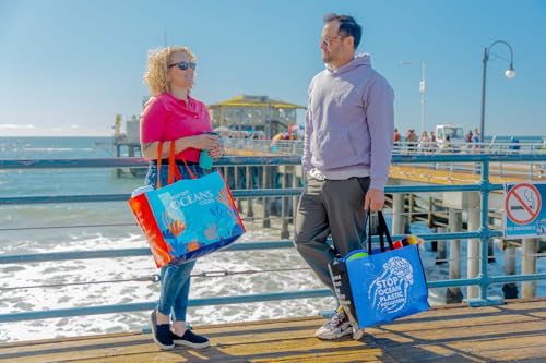 Earthwise Reusable Grocery Bags – Foldable & Water‑Resistant OceanWise® Shopping Bags, Gift Totes, Durable Multi‑Use Eco Bags (5 Pack)