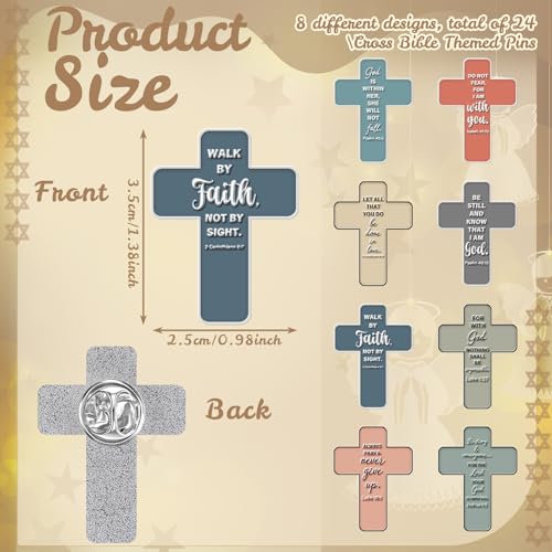 Landical 24 Pcs Jesus Christian Pins - style: Cross