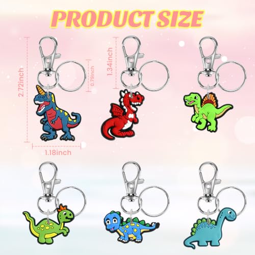 Keychains Set Lobster Claw Clasps Key Rings Cute Keychain Charms - color: Dinosaur-60p