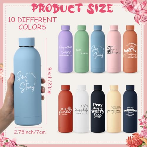 LemonRoad 10 Pcs Father's Day Christian Gifts for Men Stainless Steel Water Bottles 17oz Christian Tumbler Bible Verse Cups Religious Gifts for Church(Multicolor,Classic) - color: Multicolor, style: Classic