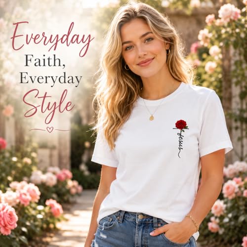 Jesus Shirt for Women The Way The Truth The Life Christian Floral Cross Tee - color: White, size: XX-Large