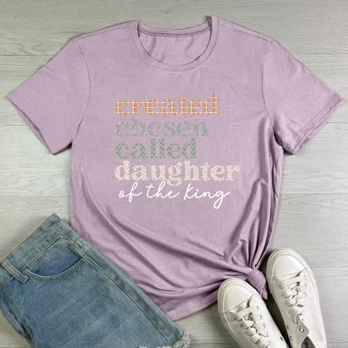 LOOKFACE Women Crewneck Casual Soft Tees Cute Graphic T Shirts - color: Heather Grey Purple, size: Large