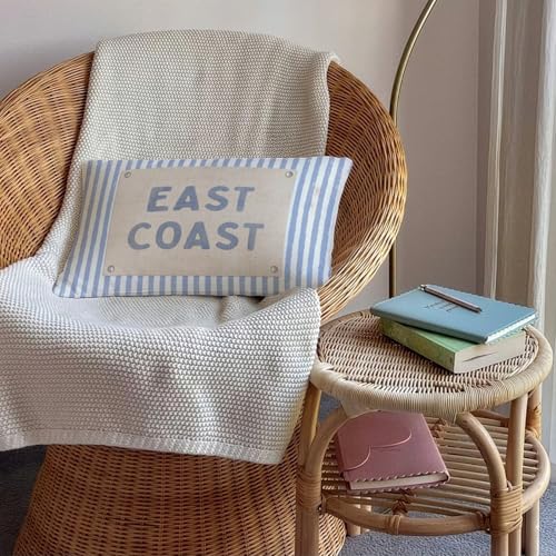 Blue Coastal Throw Pillow Cover 12x20, Coastal Room Decor - color: 03-east Coast(white01)