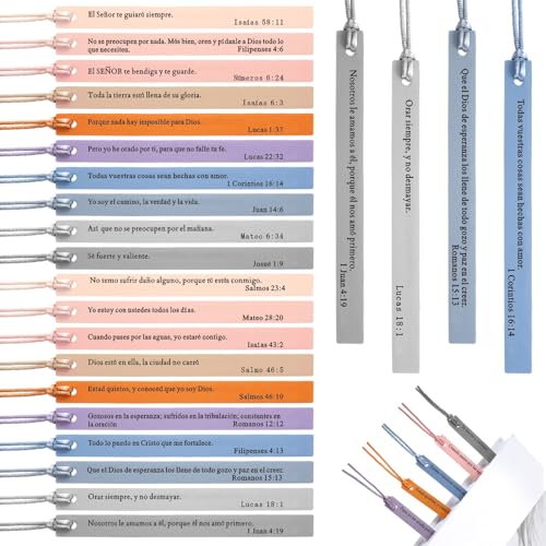 Skyygemm 20 Pcs Christian Leather Bookmarks Gifts for Men Women Bulk Spanish Christian Bible Bookmarks Bible Verses Gifts for Book Club(Morandi Color)