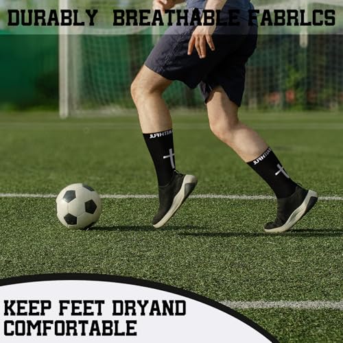 Glitopper 6 Pairs Cross Grip Soccer Socks US 6-13 christian - color: Black, style: Faithful